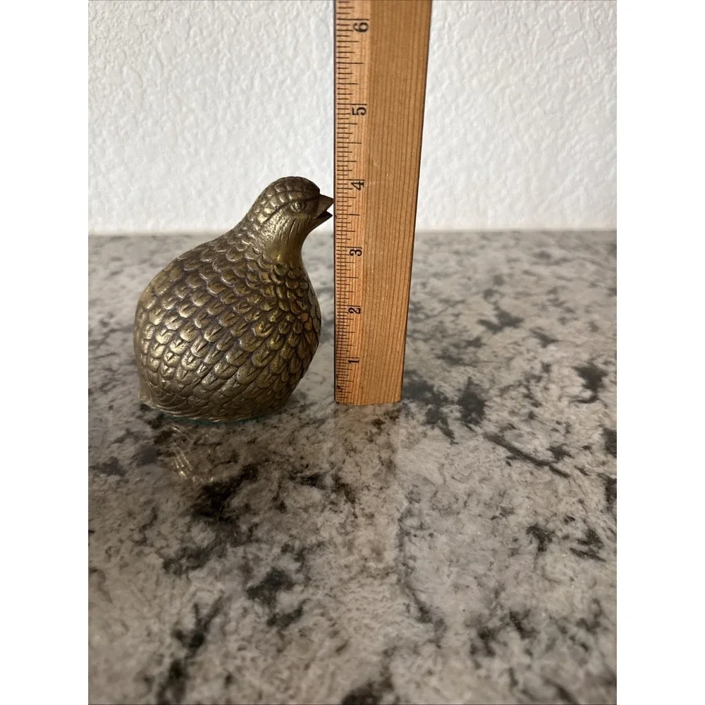 Two Vintage Brass Quail Partridge Bird Figurines Mid Century